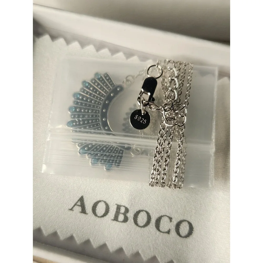 Aoboco~925 Silver‎ Ruth Bader Ginsburg Pendant Necklace Dissent Collar